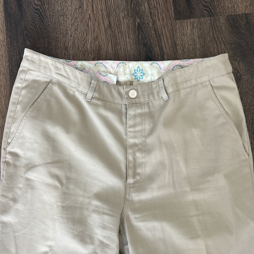Bonobos Mens Pants 34x32 Paisley Pockets Stretch Chino Beige Khaki Tan Work Flat